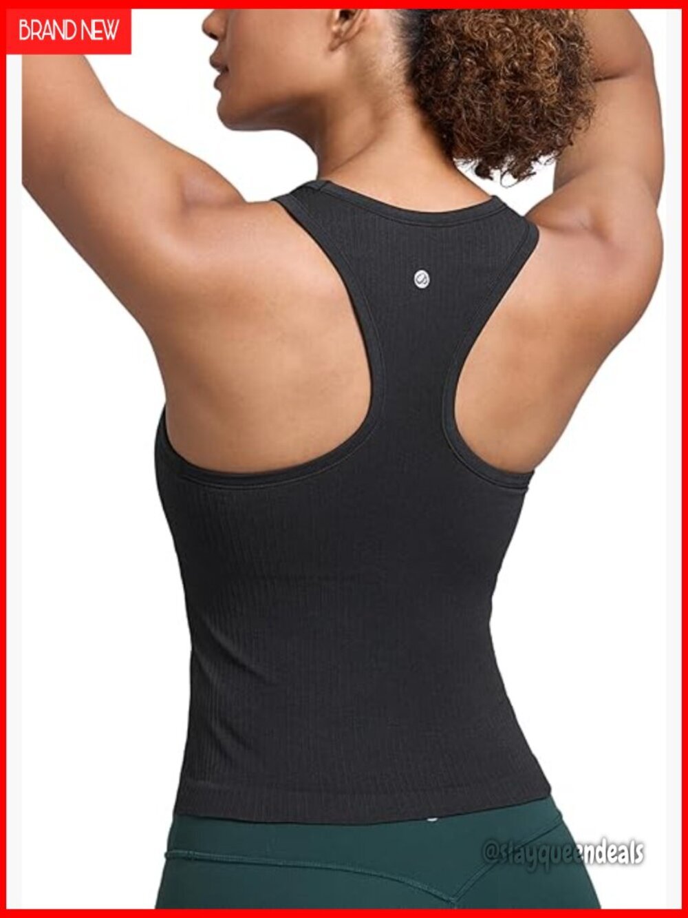 Seamless Ribbed High Neck Tank Top with Built-in Bra for Yoga
